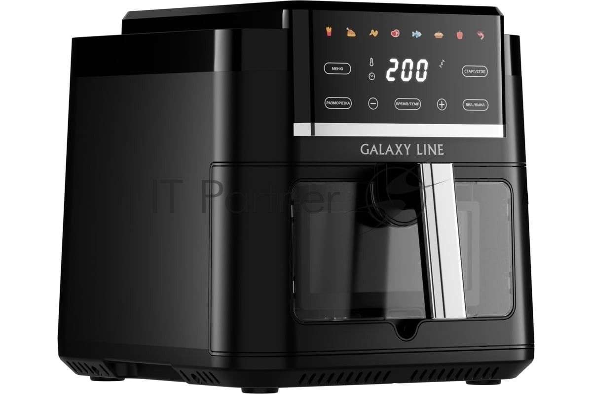 Аэрогриль Galaxy GL 2537 черный, 2200 Вт, 7.5 л, сенсор, 8 программ