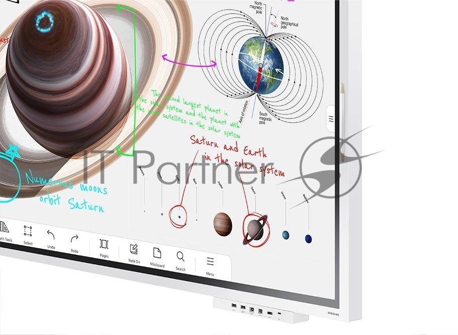 Панель Samsung WM65B Flip Chart Pro белый, 65 ", 3840x2160, 16:9, E-LED BLU, 350 кд/м2, 8 мс, cенсорный, 4000:1, 178°/178° (RUS)