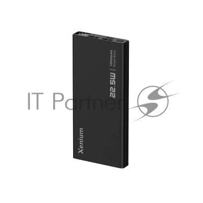 Портативный аккумулятор Xenium PowerBank P2210 черный (10000 мА*ч, 22.5 Вт, USB-A - 2 шт, USB-C - 1 шт, дисплей)