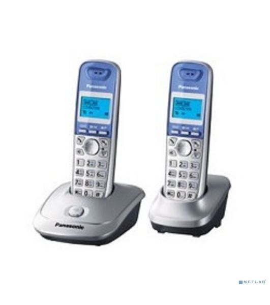 Телефон беспроводной (DECT) Panasonic KX-TG2512RUS (серебристый) Доп трубка в комплекте,АОН, Caller ID,спикерфон на трубке,полифония