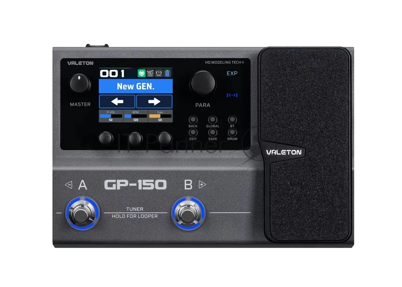 Напольный процессор эффектов Valeton GP-150 200 усилителей, до 12 эффектов одновременно, поддержка IR импульсов гитарных кабинетов, встроенный USB-аудиоинтерфейс SnapTone с поддержкой NAM, 200 пресетов, встроенный аккумулятор на 6+ часов работы, 2 футс