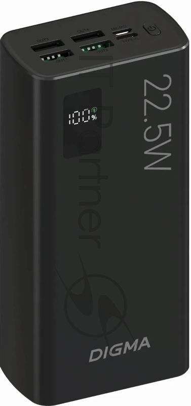 Портативный аккумулятор Digma DGPF30A 30000mAh QC3.0/PD3.0 22.5W 3A 4xUSB-A/USB-C черный