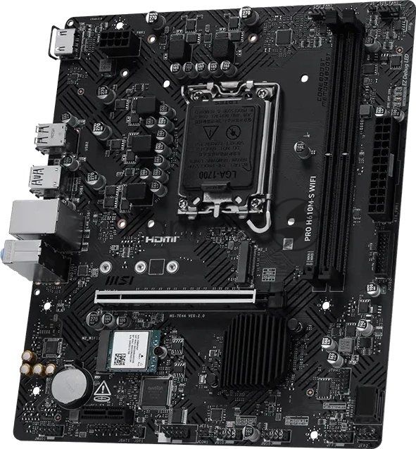 Материнская плата MSI PRO H610M-S WIFI, LGA1700, Intel H610, 2xDDR5, 2xSATA, 1xM.2, 1xPCIe 4.0 x16, 1xPCIe 3.0 x1, 1xHDMI, 1x 1Gb LAN, 2xUSB 3.2 Gen1, 4xUSB 2.0, 3x3.5 мм, 7.1, microATX