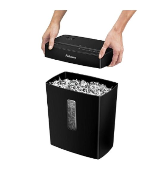 Шредер Fellowes PowerShred Р-42С черный (секр.P-4) фрагменты 8лист. 15лтр. скрепки скобы пл.карты