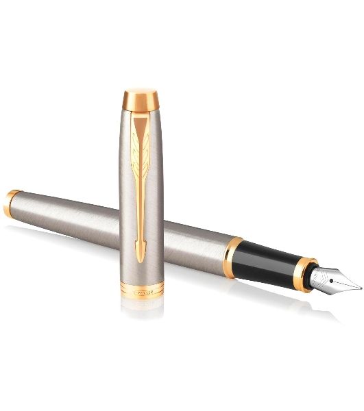 Ручка перьевая Parker IM Core F321 (CW1931649) Brushed Metal GT F сталь нержавеющая, подарочная коробка