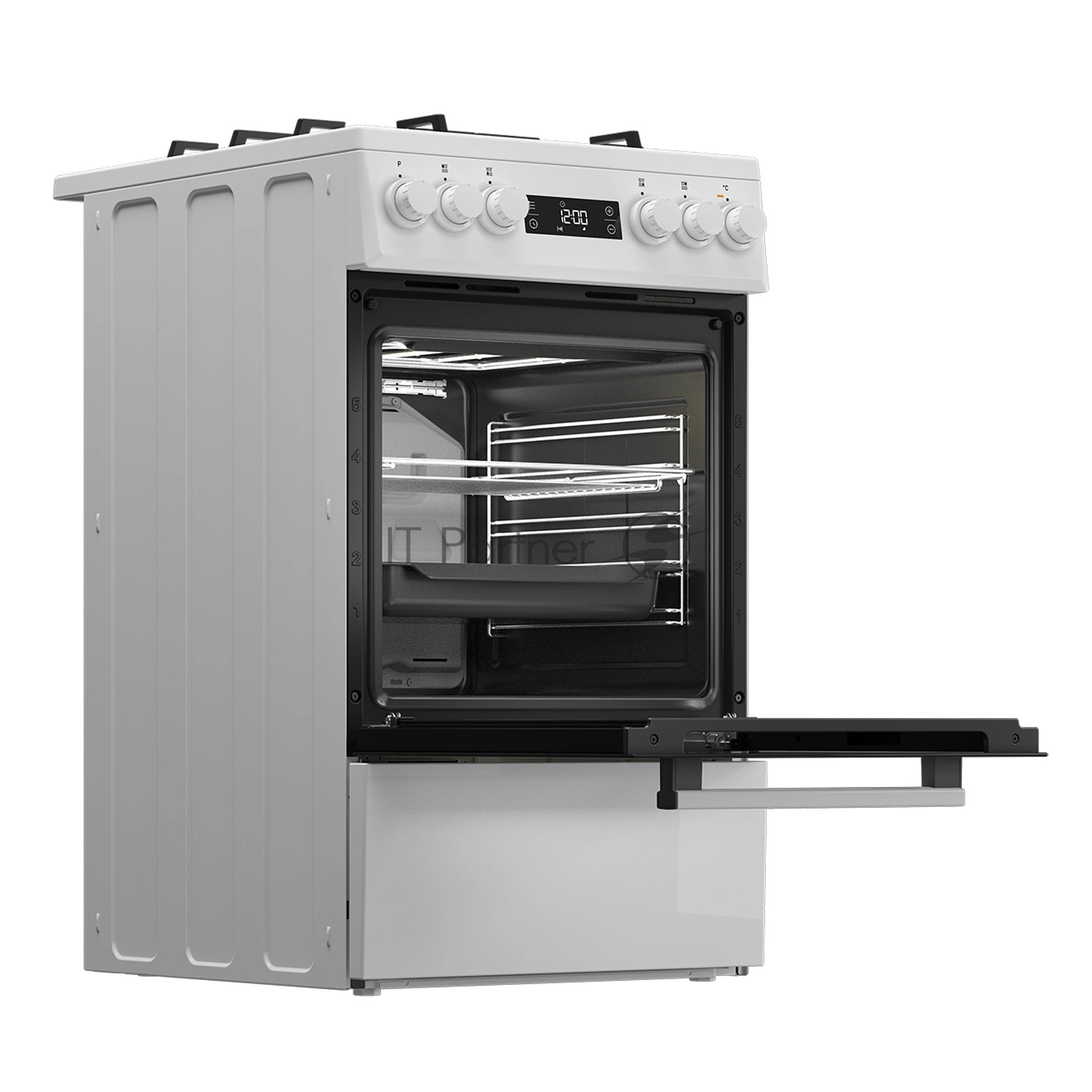 Плита комбинированная Hotpoint HSG5F2HB белый, конфорок 4 шт, духовка 60 л, 50 см x 85 см x 60 см