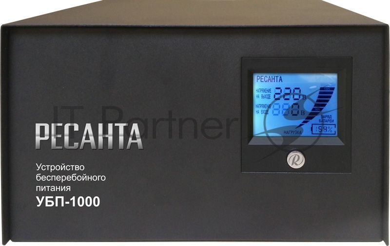Устройство бесперебойного питания Ресанта УБП-1000  1000 ВА. 800 Вт. 140-260 В. 1 розетка