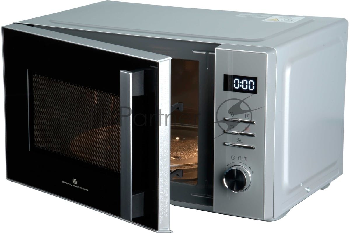 Микроволновая печь General Electronics GE-DS525S серебро, 25 л, 900 Вт, переключатели — электронный