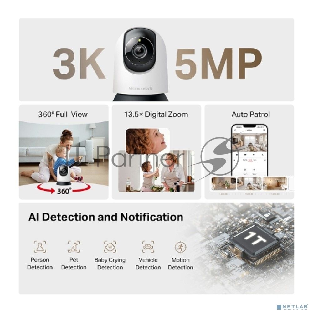 Камера Pan/Tilt AI Home Security Wi-Fi Camera