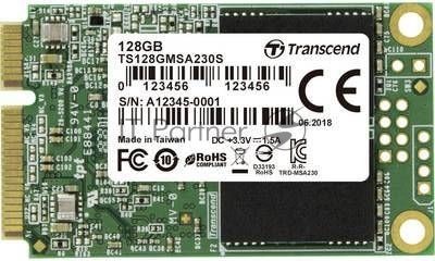 Накопитель SSD mSATA Transcend 128Gb MSA230S <TS128GMSA230S> (SATA3, up to 550/400Mbs, 3D TLC)