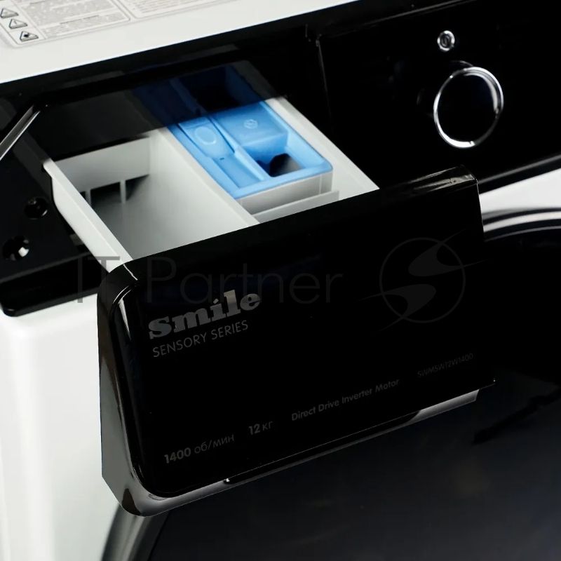 Стиральная машина Smile SWMSW12W1400 белый-черный, загрузка фронтальная 12 кг, 1400 об/мин, класс: А+++