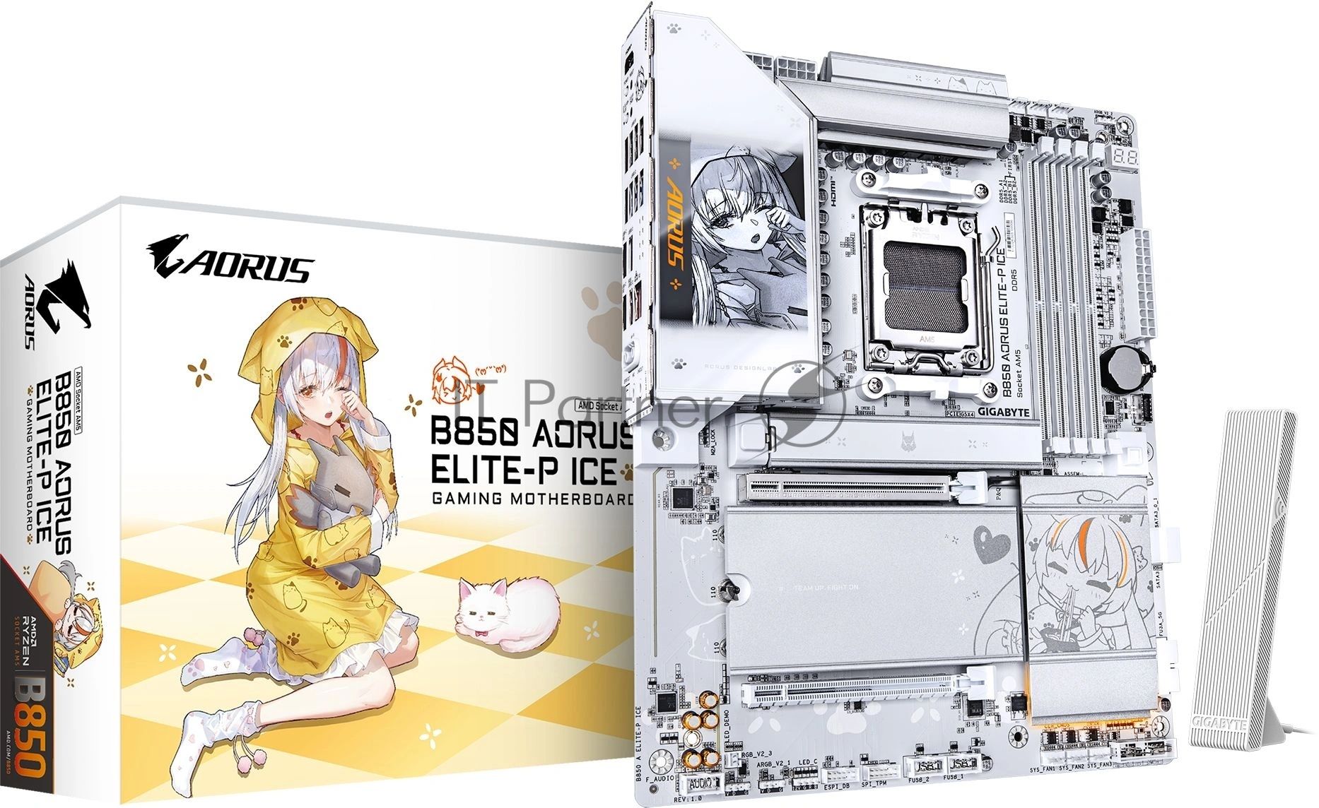 Материнская плата Gigabyte B850 AORUS ELITE-P ICE, AM5, AMD B850, 4xDDR5, 2xSATA, 4xM.2, 1xPCIe 5.0 x16, 1xPCIe 4.0 x4, 1xHDMI, 1x5Gb LAN, 2xUSB 3.2 Gen 2 Type-C, 2xUSB 3.2 Gen 2 Type-A, 4xUSB 3.2 Gen 1, 4xUSB 2.0, 2x3.5 мм, 7.1, ATX