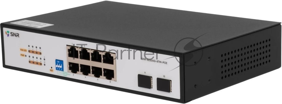 Коммутатор SNR SNR-S2300G-8TM, 8×1 Гбит/с + 2×2.5 Гбит/с SFP, настраиваемый