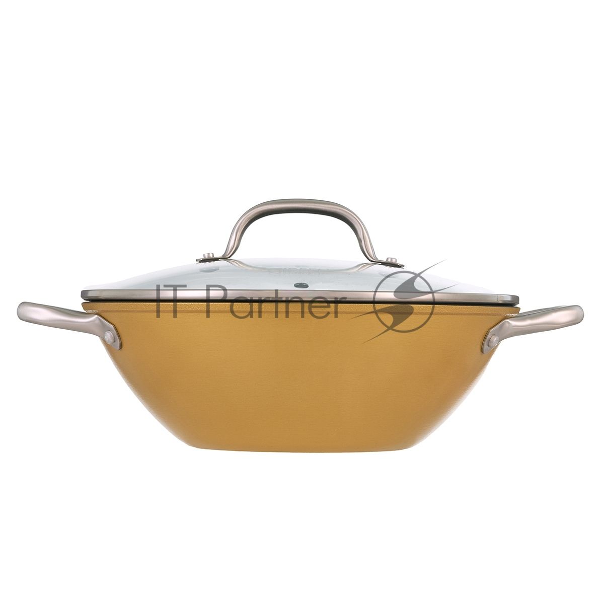 Вок Select Orange 28х9,5см/3,6л облегченный чугун, Ilag, стеклянная крышка. Цвет: желтый