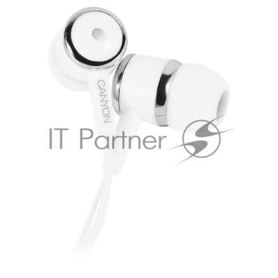 Наушники CANYON CNE-CEPM01W Stereo earphones with microphone, White