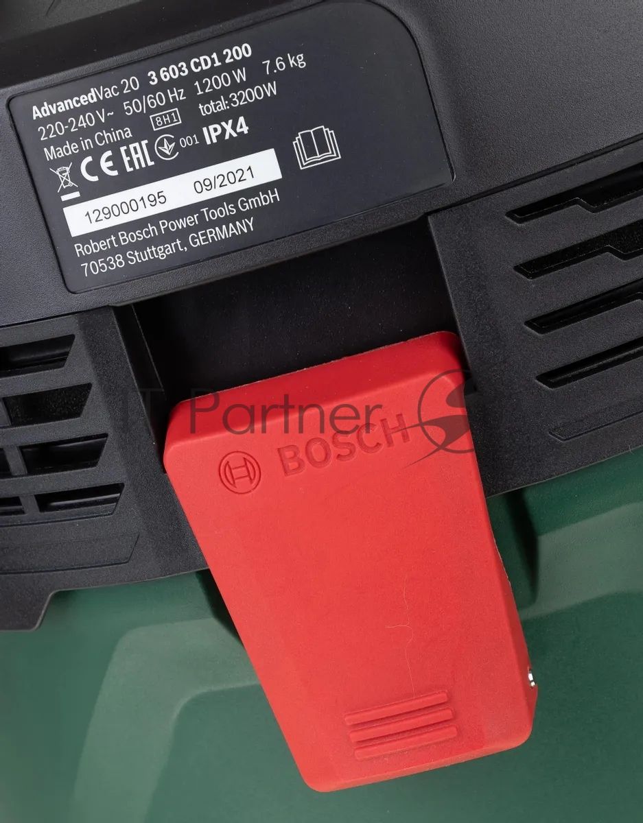 Строительный пылесос Bosch AdvancedVac20 зеленый, 300/1200 Вт, уборка сухая/влажная, пылесборник мешок/контейнер, 20 л