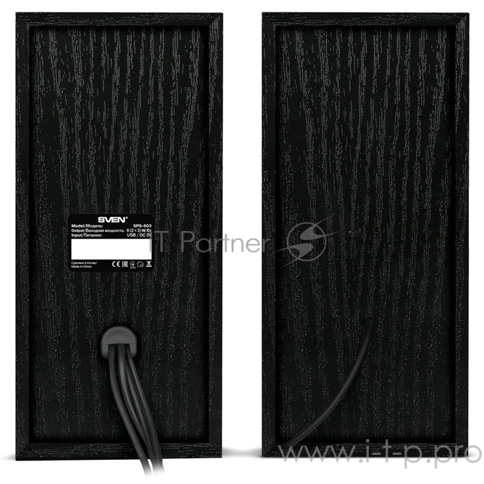 Колонки SVEN SPS-603 черный USB-порт ПК, ноутбука или адаптер 5V DC