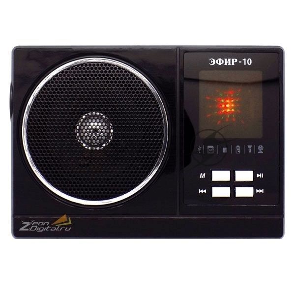 Радиоприемник Сигнал Эфир-10, черный, бат.2хR20 (не в компл.), 220V, USB, SD, micro-SD, 2 светод.фонар.
