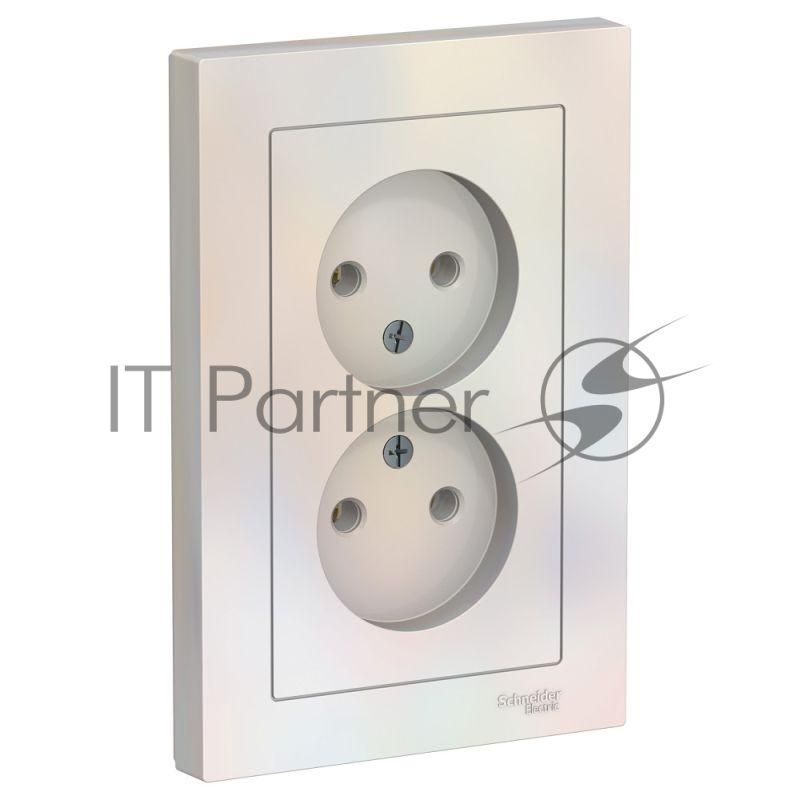 Розетка 2-м AtlasDesign без заземл. 16А в сборе жемчуг SchE ATN000420