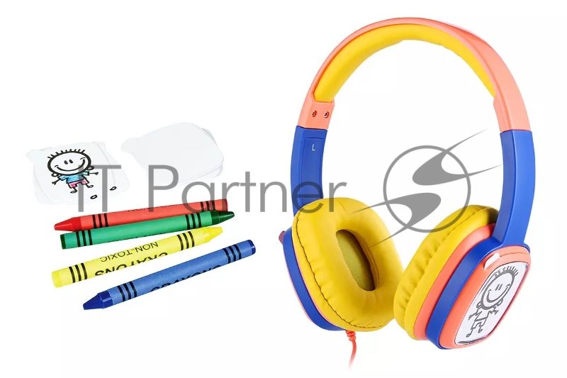 Проводные наушники Harper KIDS HN-302 оранжевый/синий, накладные, проводной