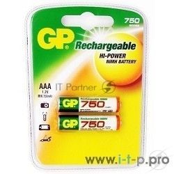 Аккумулятор GP Rechargeable NiMH 75AAAHC 750mAh, 2 шт AAA, 750мАч (2 шт. в клемшеле)