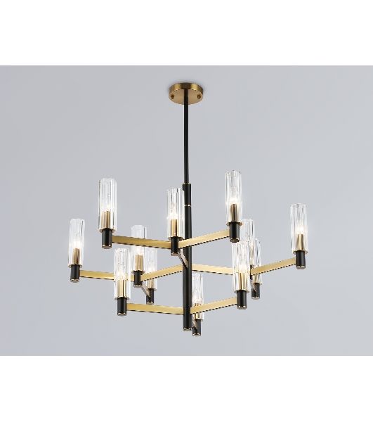 Люстра Ambrella light LH55515/12 BK/BS/CL черный/латунь/прозрачный E14*12 max 40W D860*905