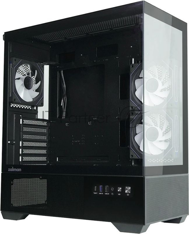 Компьютерный корпус ZALMAN CHRONIX, ATX, BLACK, WINDOW, 1xCombo (3.5’’ or 2.5’’), 1x3.5’’HDD, 2x2.5’’SSD, 1xUSB2.0, 1xUSB3.0, 1xUSB Type-C, SIDE 2x120mm ARGB, REAR 1x120mm ARGB