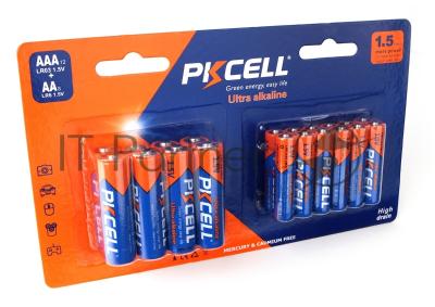 Щелочной/алкалиновый элемент питания PKCELL LR03(12)+LR6(8) тип - AAА 12 шт + АА 8 шт в блистере