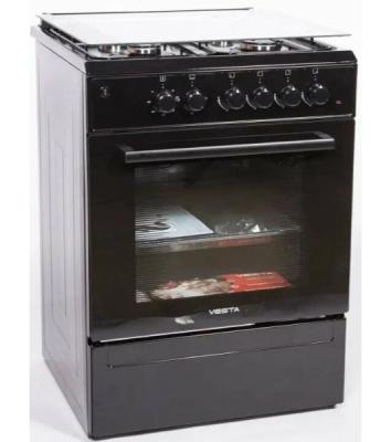 Плита комбинированная VESTA Valencia VGE 50 10-E черный, конфорок 4 газовых, духовка 52 л, 50 см x 85 см x 57 см