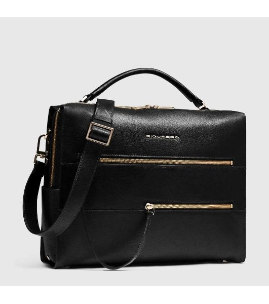 Деловая сумка Piquadro Patricia CA6774W140/N с отделением для ноутбука 14" черная натур.кожа