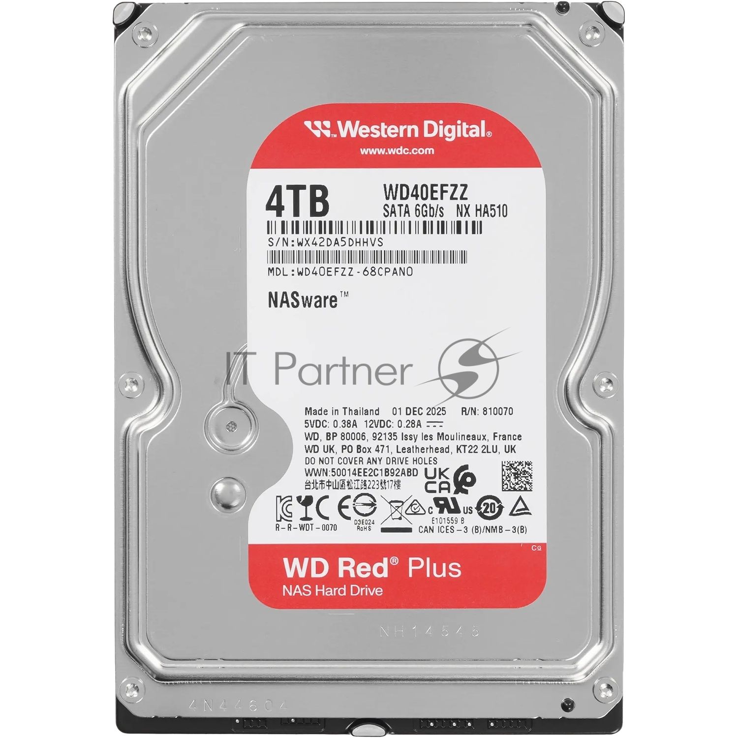 Жесткий диск HDD WD Red Plus 4Tb 5400rpm SATA 128Mb 3.5"