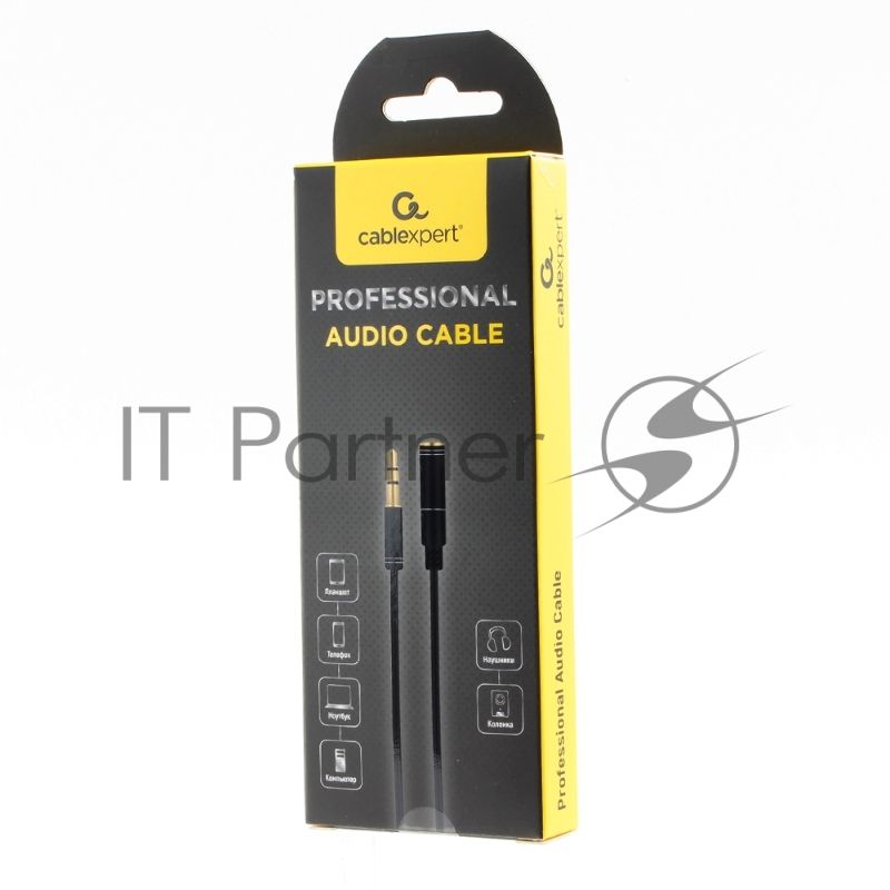 Кабель аудио удлинительный Cablexpert CCAB-02-35MF-2MB. 3.5 Jack (M)/3.5 Jack (F), черный, 2м, блистер