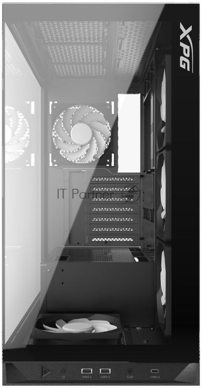Компьютерный корпус XPG INVADER X BLACK (INVADERXMT-BKCWW) Mid-Tower Gaming ATX PC Case with Panoramic View, Tempered Glass Panels, and RGb Lighting Black