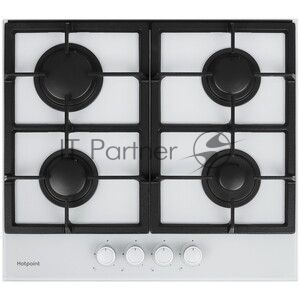 Газовая варочная поверхность Hotpoint HG 61F/WH, 4 конфорки, закаленное стекло, 7400 Вт