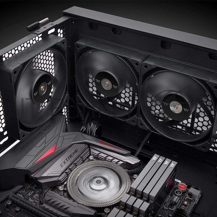 Вентилятор для корпуса Thermaltake Toughfan 14 Pro черный (2 шт.), 140 мм, 500-2000 об/мин, 31.6 дБ, 4 pin PWM, без подсветки