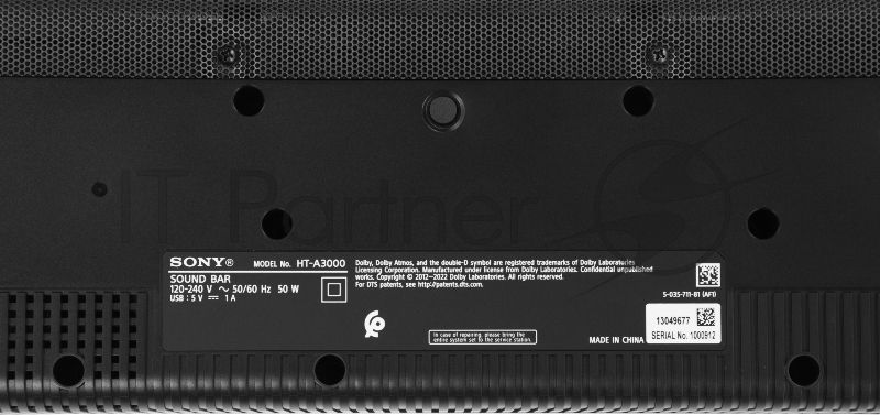 Саундбар Sony HT-A3000 3.1 250Вт черный