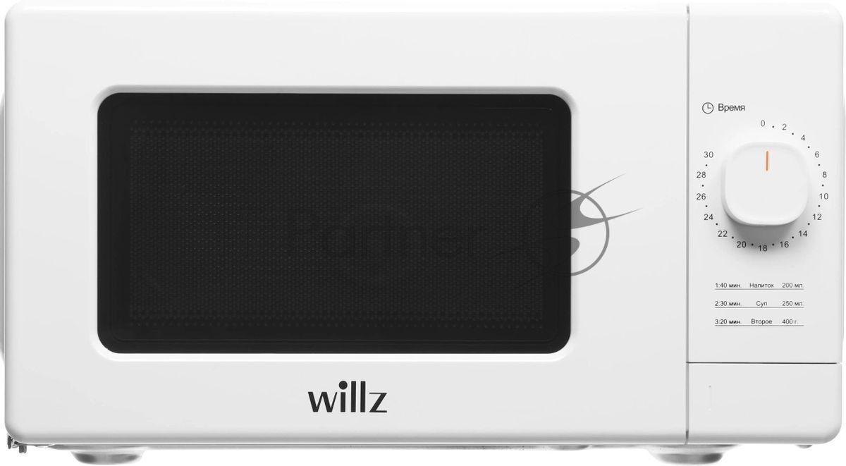 Микроволновая печь WILLZ MOS-2008MW белый, 20 л, 700 Вт, переключатели - поворотный механизм