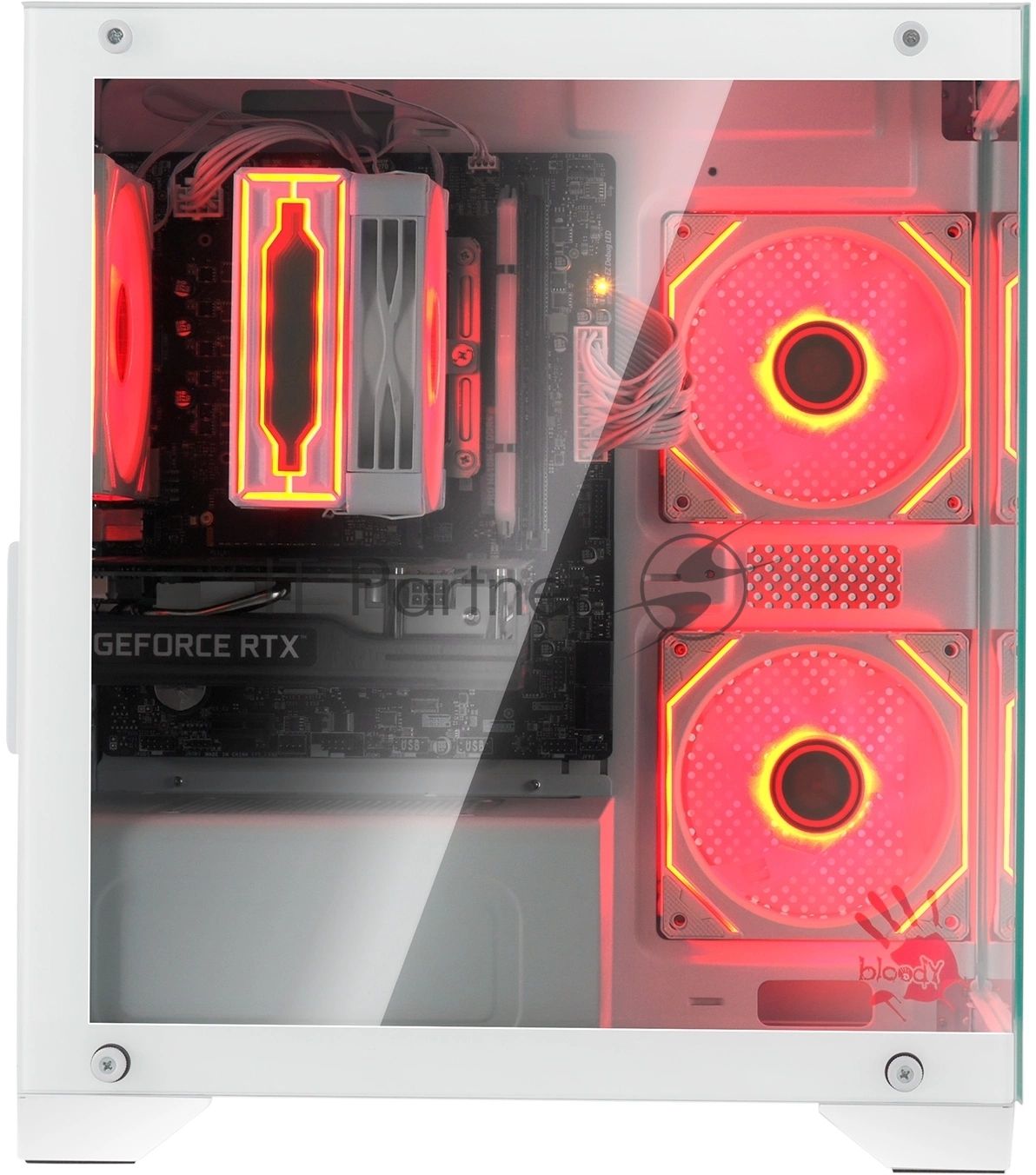 Компьютерный корпус Bloody BD-CC103 белый без БП mATX 7x120мм 1xUSB 2.0 1xUSB 3.0 audio bott PSU