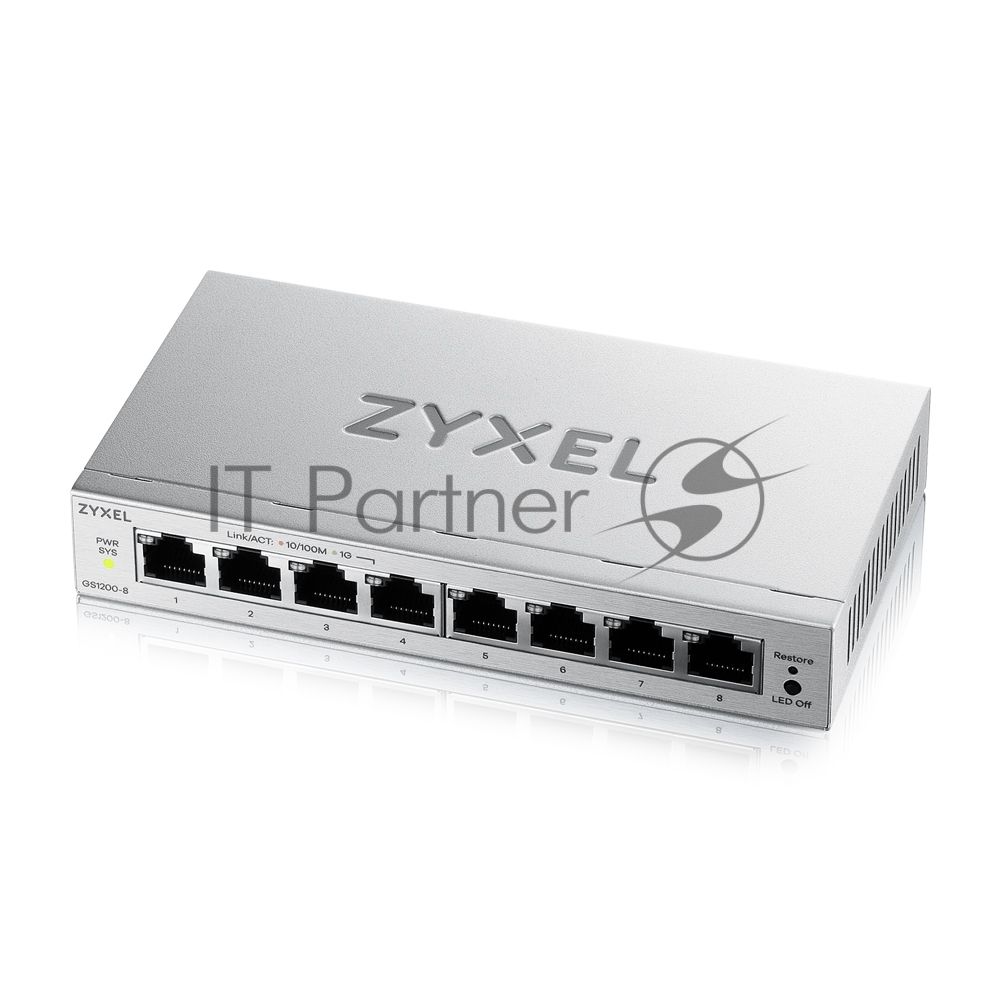 Коммутатор ZyXEL GS1200-8V3-EU0101F, 8×LAN, управляемый