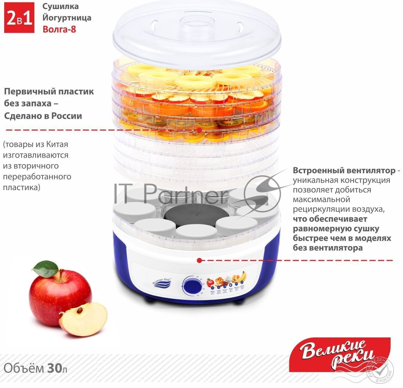 Сушилка для овощей и фруктов с функцией йогуртница Великие Реки Волга-8
