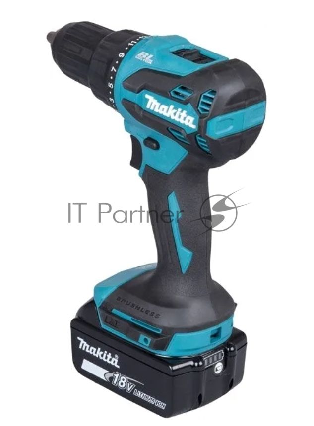 Дрель-шуруповерт Makita DHP490F005, 18 В, 3 Ач, 50 Нм, бесщеточный, ударный