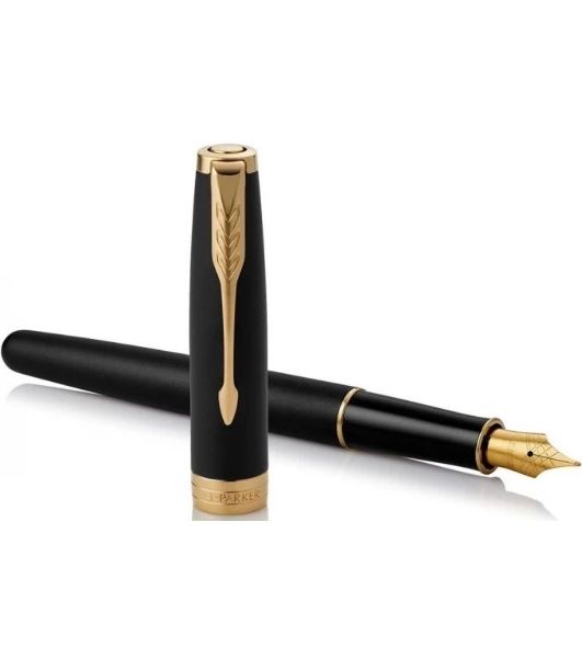 Ручка перьевая Parker Sonnet Core F528 (CW1931516) Matte Black GT F сталь нержавеющая, подарочная коробка