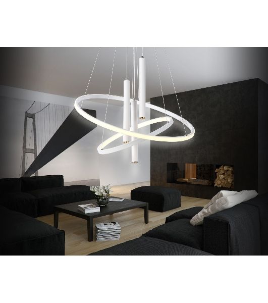 Подвесной светодиодный светильник Ambrella light FL5371/2+3 WH белый 93W 3000K/4200K/6400K+4200K D600/400*1200 (ПДУ ИК)