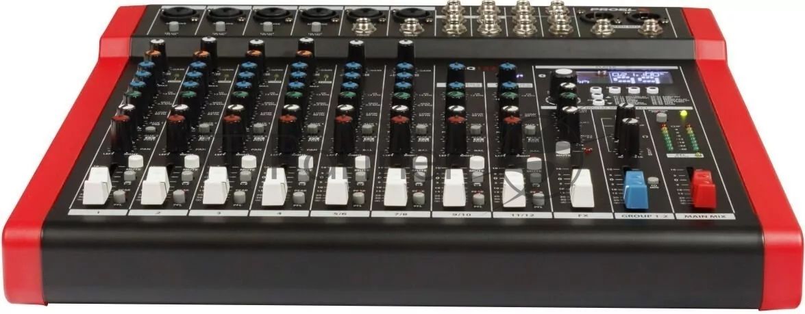 Микшерный пульт PROEL [MQ1222X] 12-ти канальный, 24 бит/48 кГц DSP, Bluetooth, медиа-плеер, 4x Combo XLR мик./лин. входа, 2x XLR+1/4" TRS (L/R) стерео мик./лин. входа, 2x XLR+1/4" TRS Main вых., 2x2 USB аудио интерфейс, 2x USB-A порта