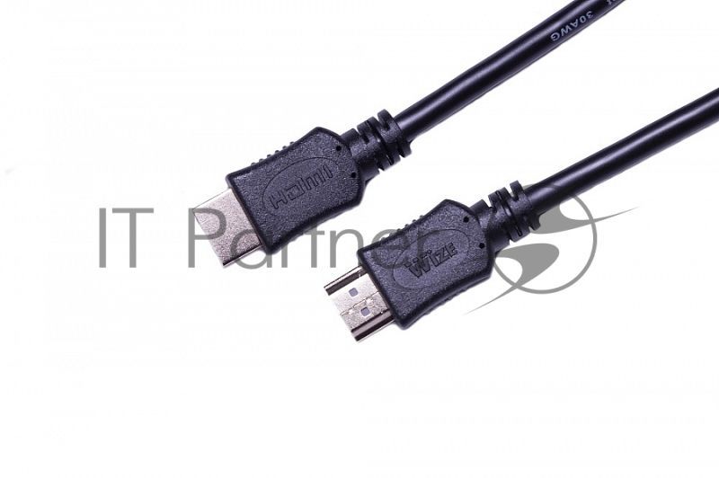 Кабель HDMI C-HM-HM-1.8M Wize, 1.8 м, v.2.0, 19M/19M, позол.разъемы, экран, черный, пакет