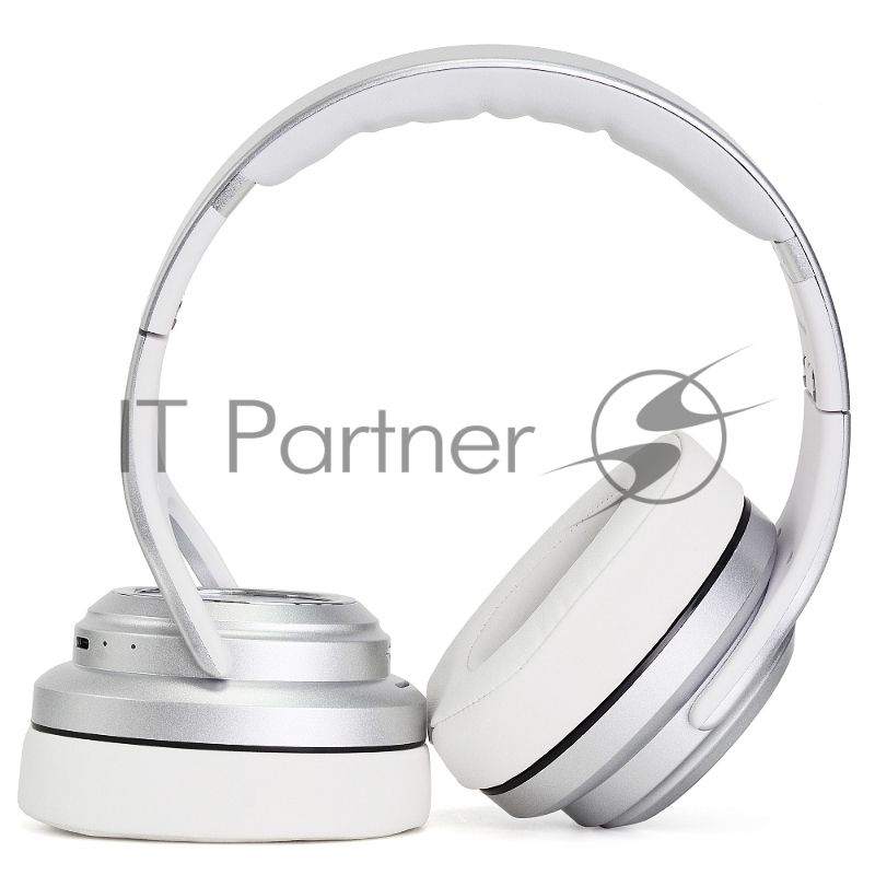 Беспроводные/проводные наушники Crown CMBH-5050 серебристый, накладные, Bluetooth + проводной, складная конструкция, до 10 ч