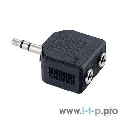 Переходник PERFEO Переходник Jack 3.5 мм вилка - 2xJack 3.5 мм розетка, стерео-аудио