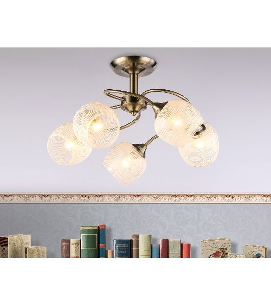 Светильник Ambrella light TR3199/5 SB/CL/FR бронза/прозрачный/белый матовый E27/5 max 40W D600*485