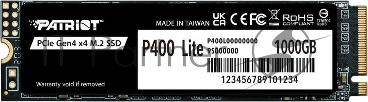 Накопитель SSD Patriot P400 Lite 1Tb M.2 2280 NVMe PCle 4.0 x4 R3500/W2700 TbW 560Tb 3D NAND with HS