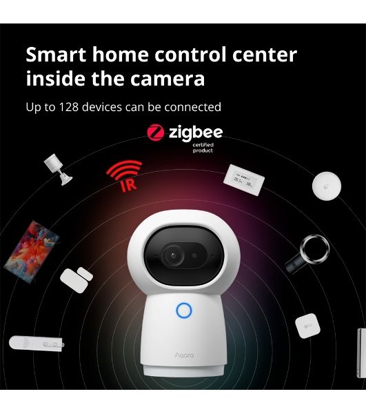 Камера AQARA Camera Hub G3/Камера+ управления/Управление жестами/Камера 360/2K 2304х1296p/Протокол связи:Zigbee/WiFi/Питание:USB-C/белый CH-H03